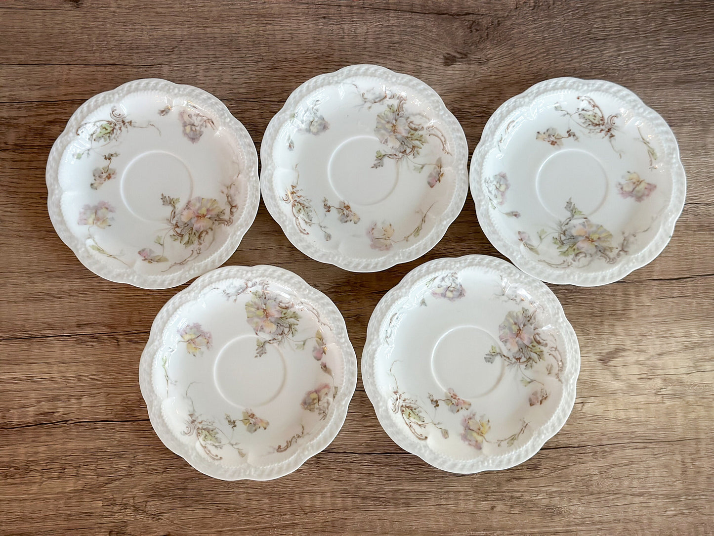 Haviland & Co. Limoges France Floral Saucers Set of 5