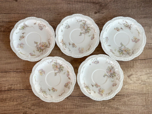 Haviland & Co. Limoges France Floral Saucers Set of 5