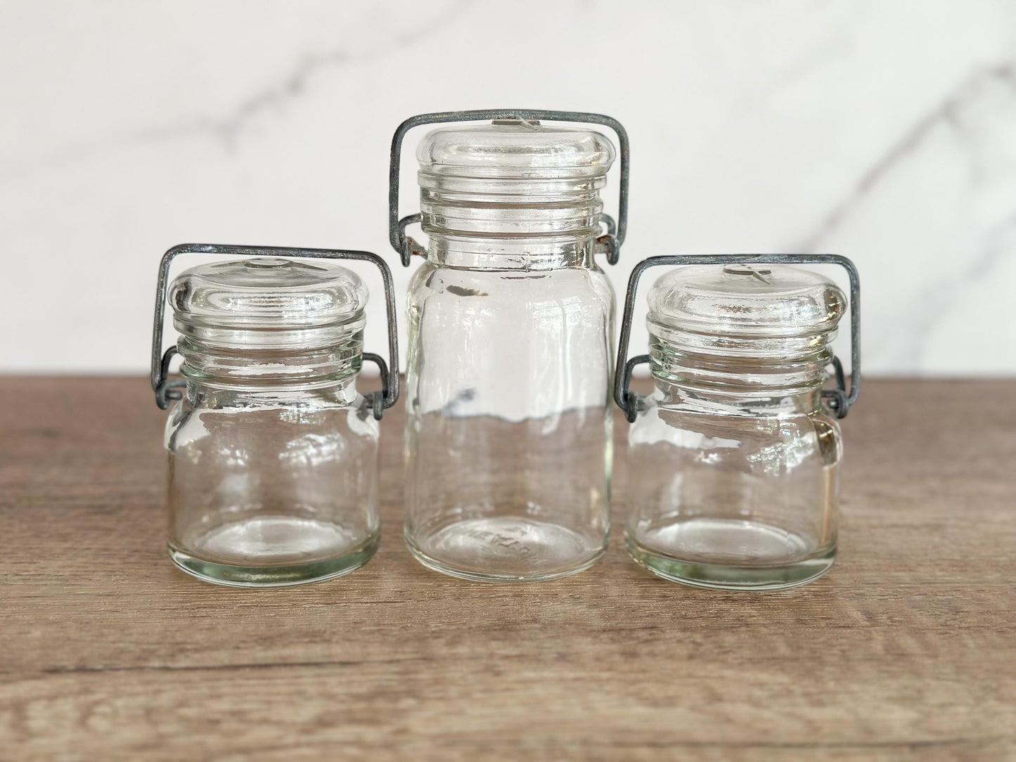Set of Three Glass Jars with Lids