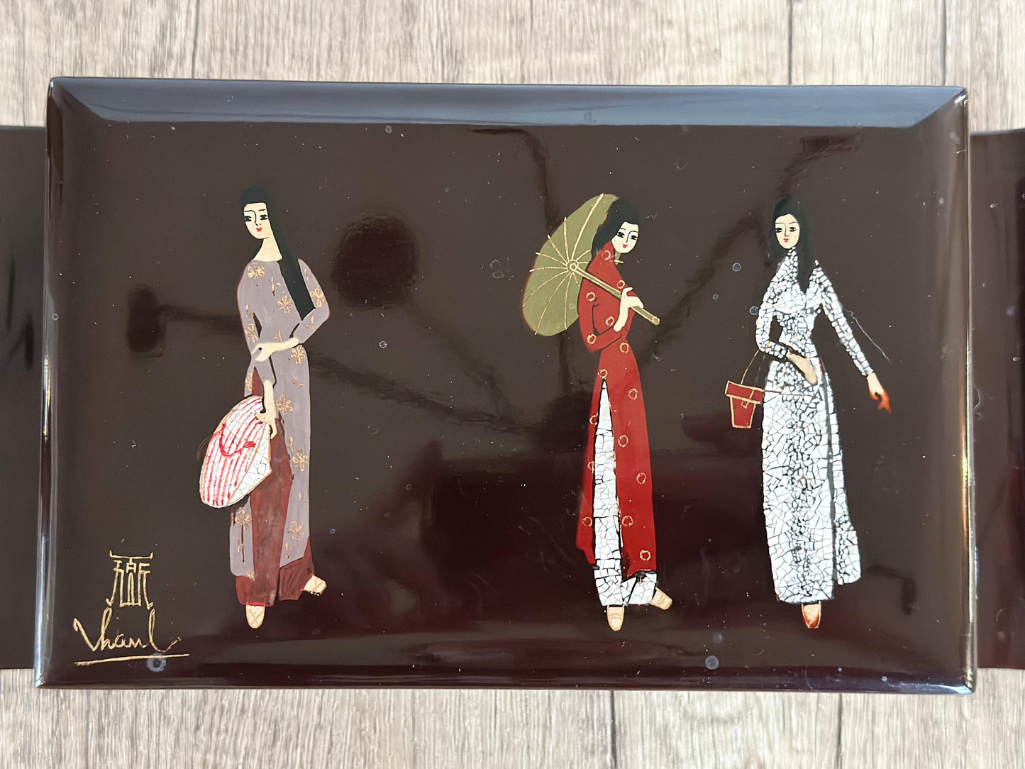 Japanese Black Lacquered Cigar Cigarette Box