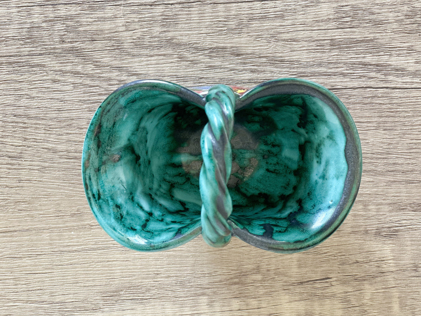 Vintage Italian Hand Painted Floral Pottery Basket - Trinket Dish