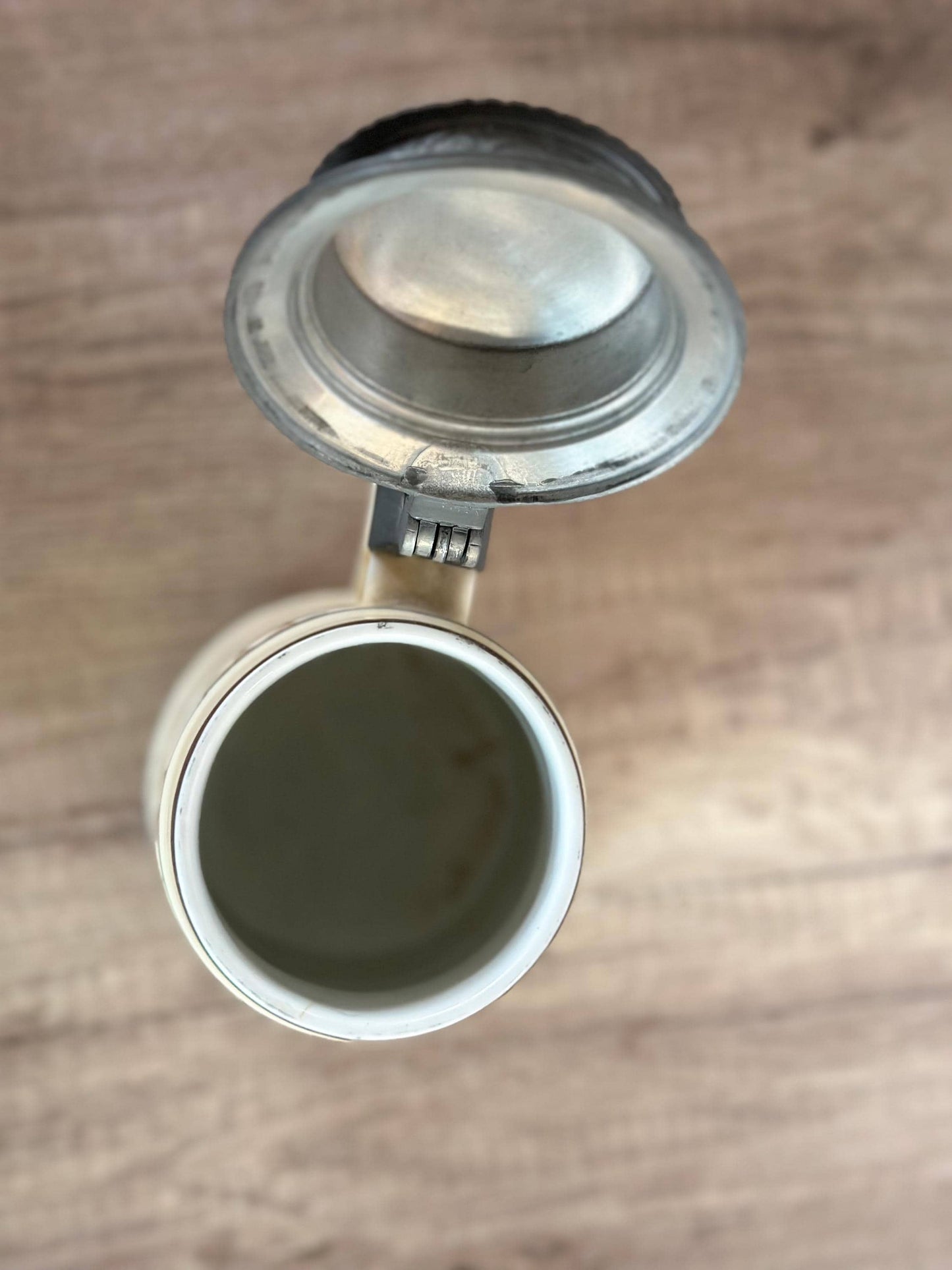 German Beer Stein with Pewter Lid - Vintage Stein