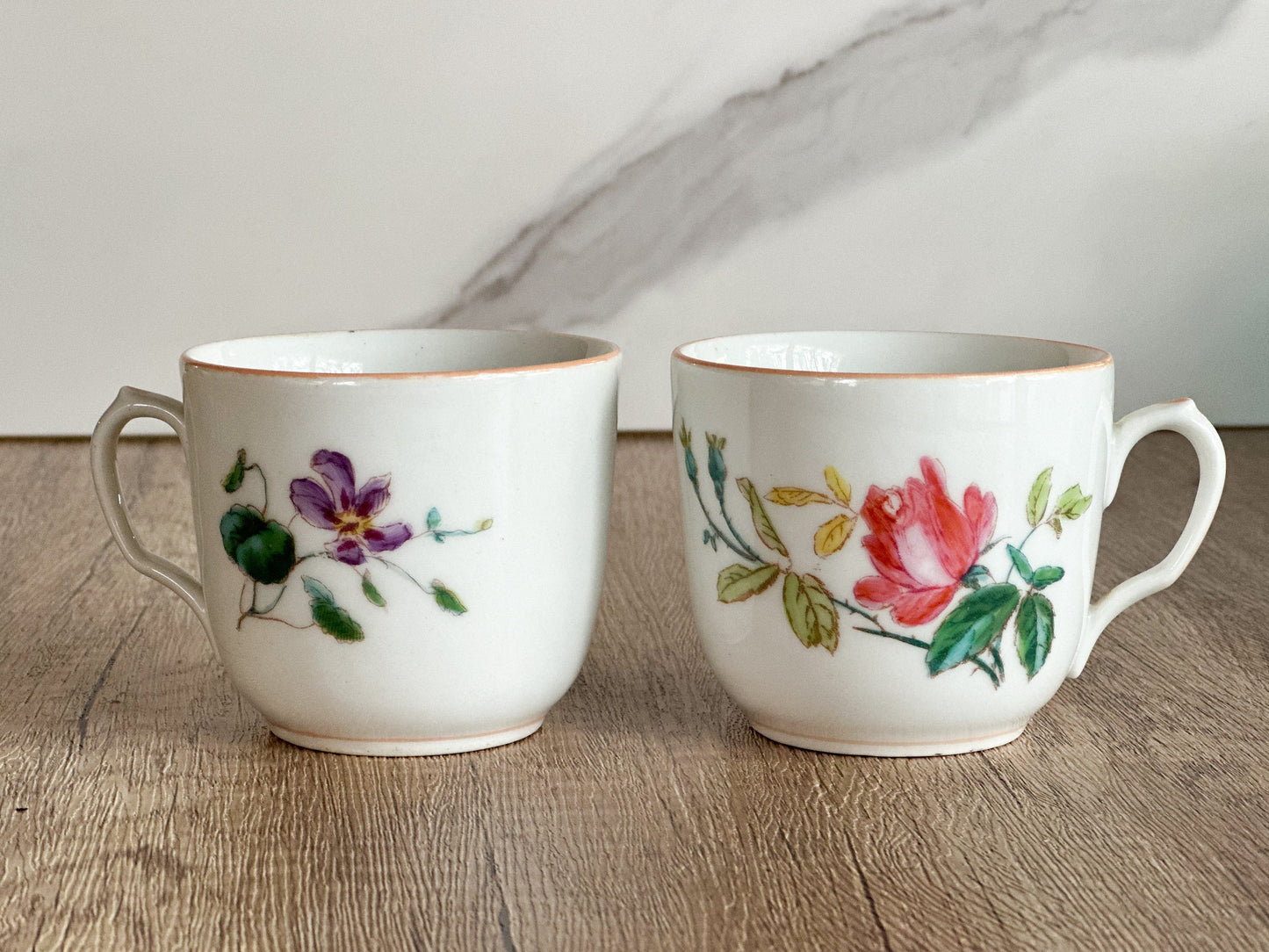 Pair of Floral Limoges Haviland Teacups