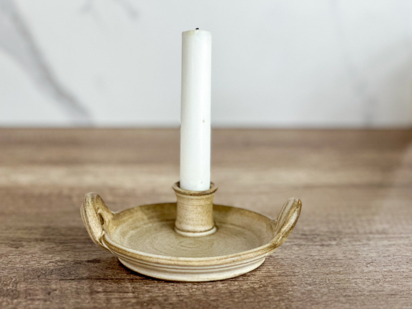 Handmade Czech Pottery: Salt and Pepper Shakers with Candle Holder