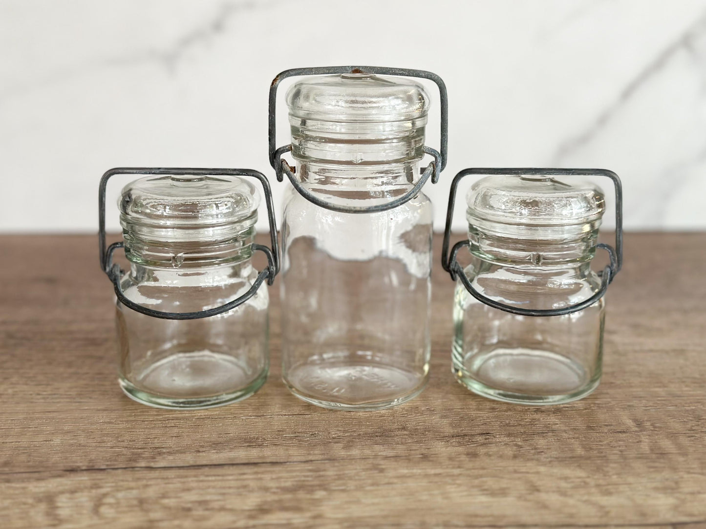 Set of Three Glass Jars with Lids