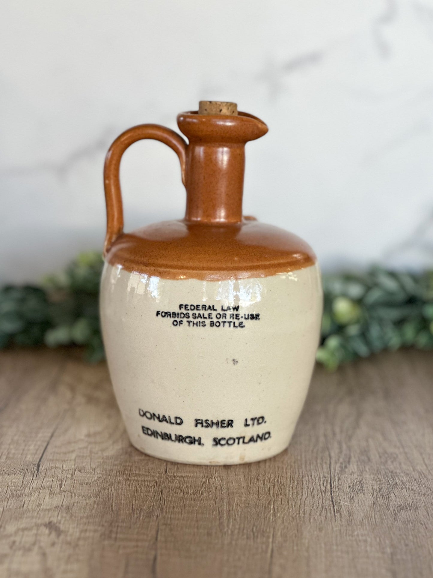 Vintage Stoneware Whiskey Jug - Edinburgh Scotland