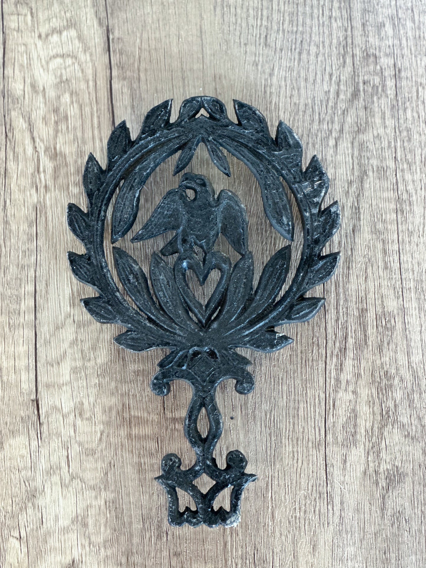 Cast Iron Trivet - Eagle on Heart - Vintage Trivet