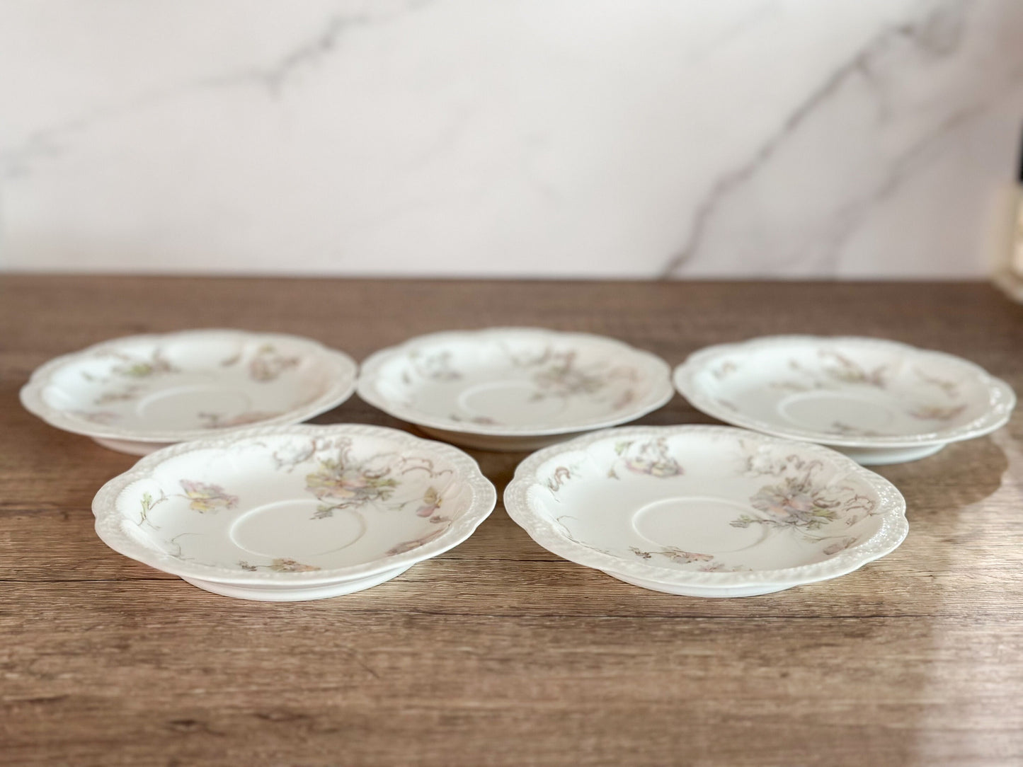 Haviland & Co. Limoges France Floral Saucers Set of 5