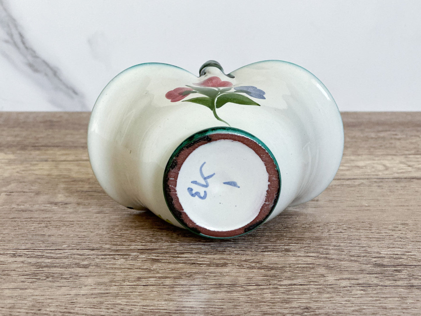 Vintage Italian Hand Painted Floral Pottery Basket - Trinket Dish