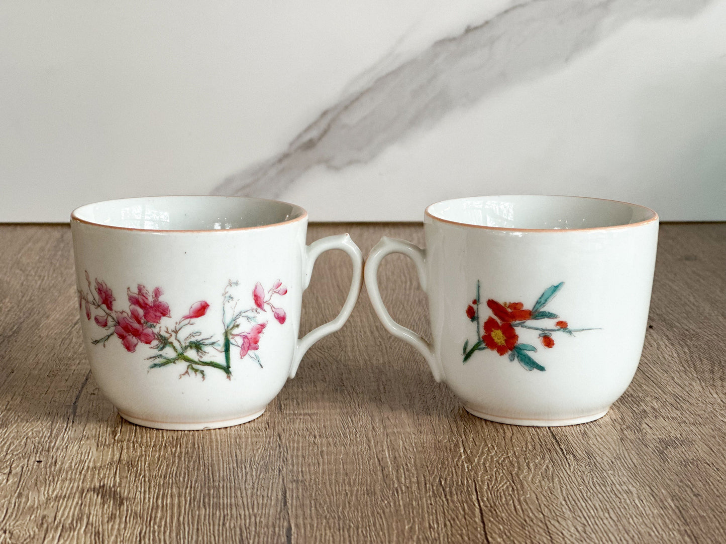 Pair of Floral Limoges Haviland Teacups