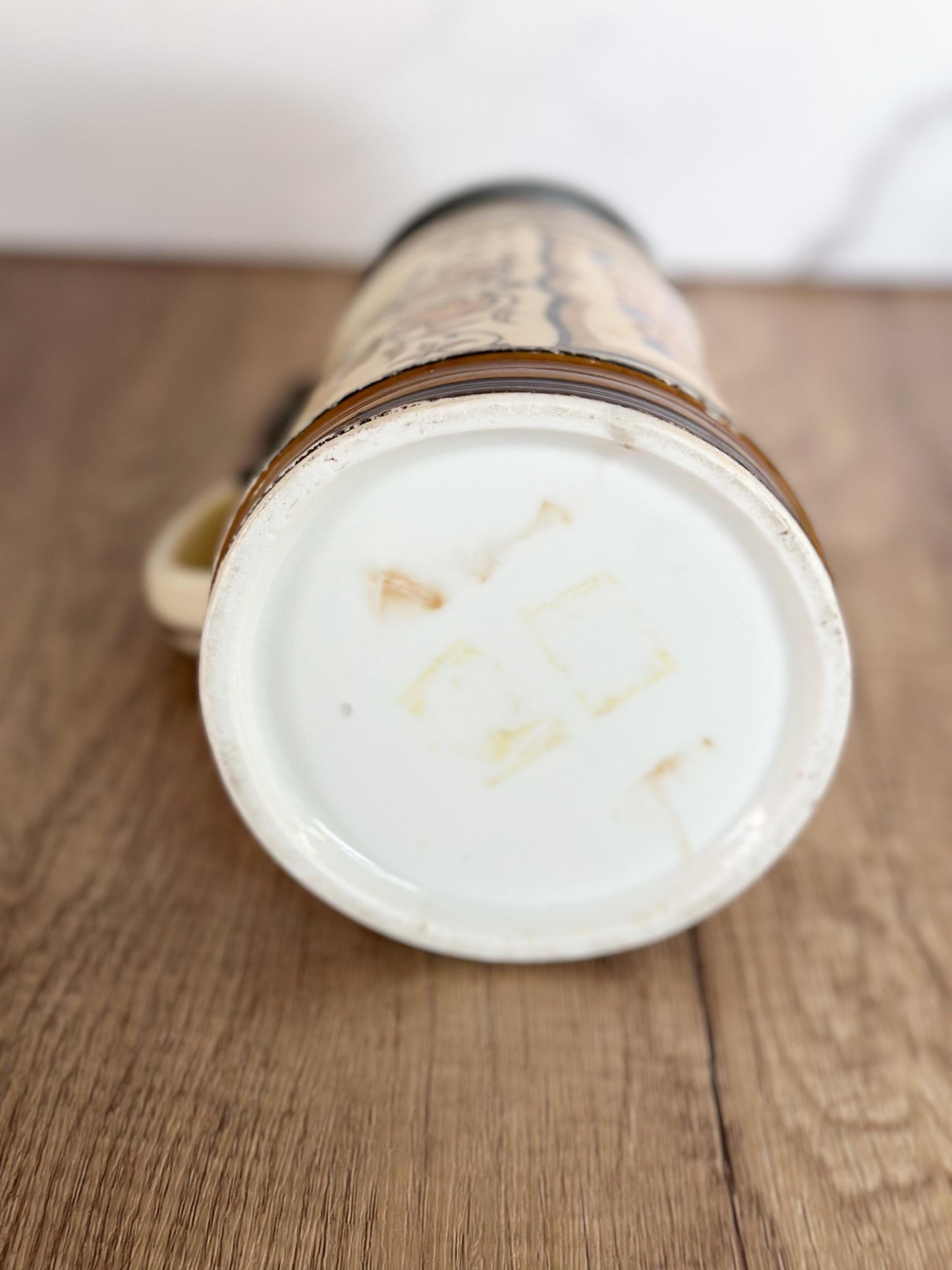 German Beer Stein with Pewter Lid - Vintage Stein