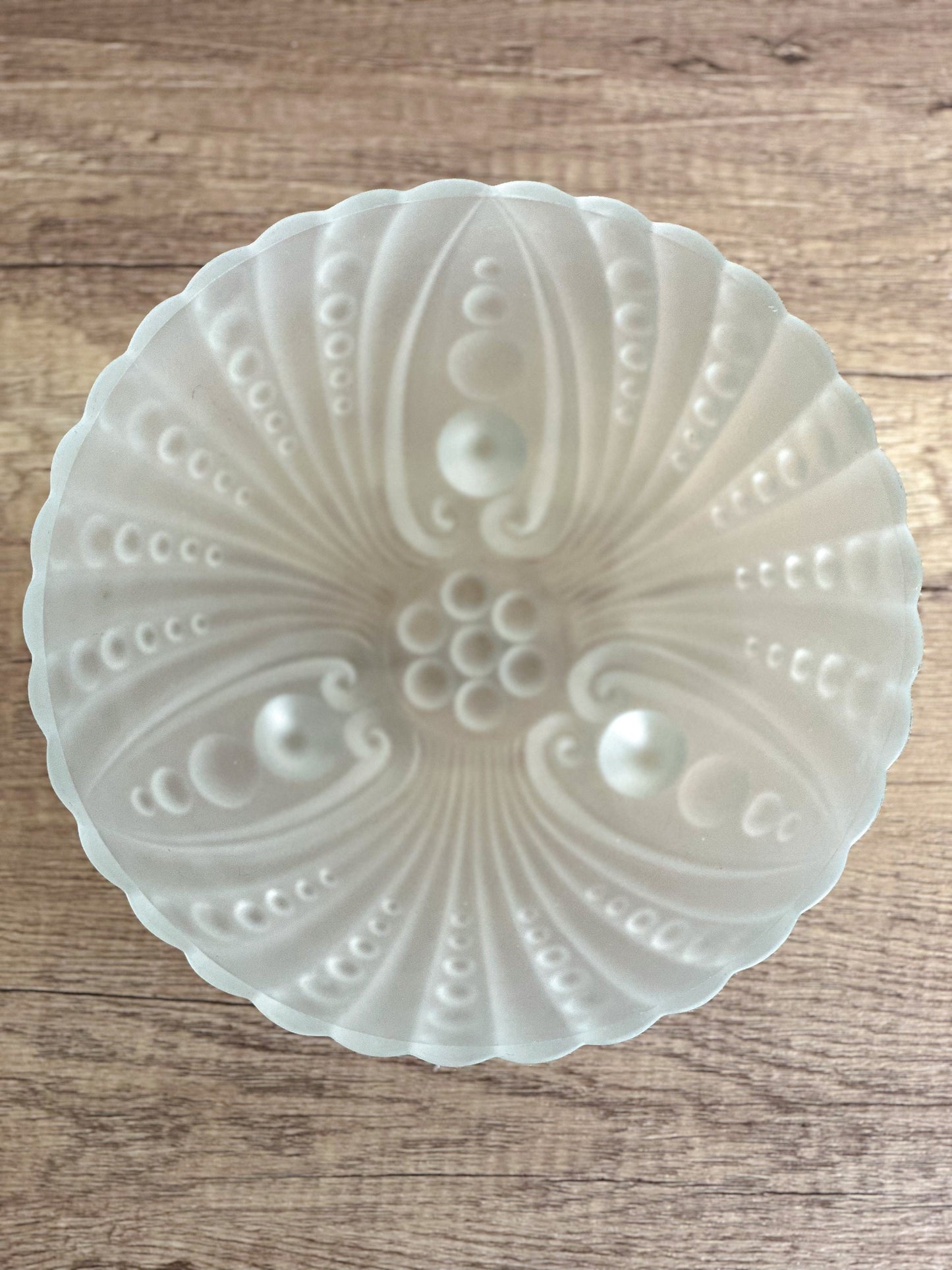 Vintage Anchor Hocking Oyster Pearl Bubble Frosted Glass Footed Bowl