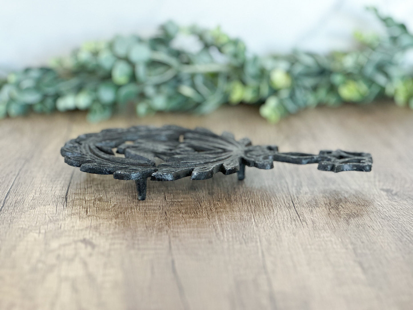 Cast Iron Trivet - Eagle on Heart - Vintage Trivet